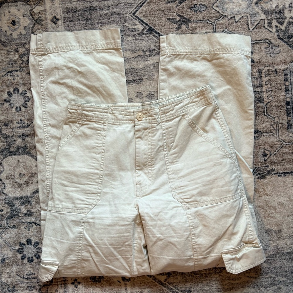 Abercrombie relaxed cargo Pants size 27 in cream tan - Picture 8 of 9